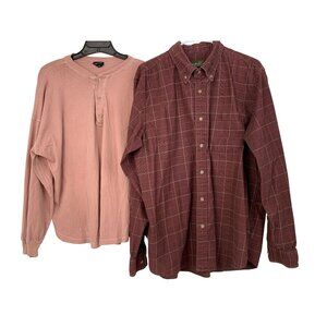 Lot Of 2 Mens Shirts Eddie Bauer Corduroy Plaid & Blank Paige Henley L 8892